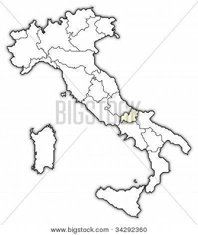 Mappa dell'Italia, Molise evidenziata