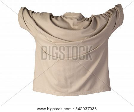 Short Sleeved Hakki T-shirt Isolated On White Background Cotton Shirt . Casual Style