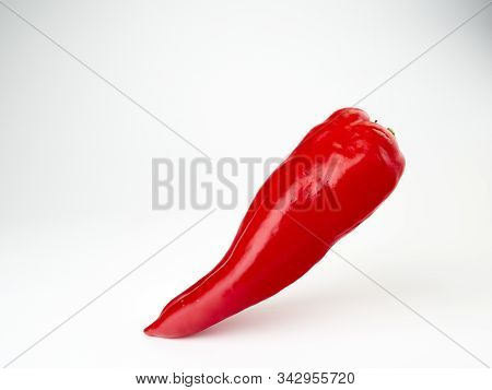 Red Sweet Pepper Varieties Ramiro .on White Background.insulation