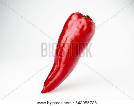 Red Sweet Pepper Varieties Ramiro .on White Background.insulation