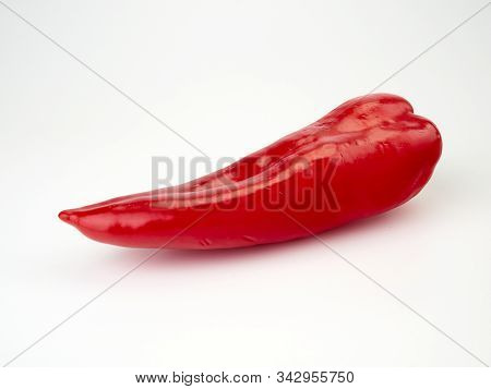 Red Sweet Pepper Varieties Ramiro .on White Background.insulation