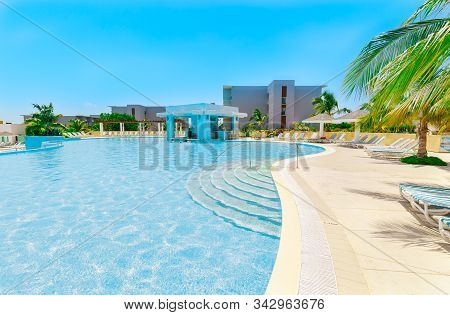 Las Brujas, Cayo Santa Maria, Cuba June 19, 2019 Beautiful Amazing Inviting View Of Two Level Swimmi