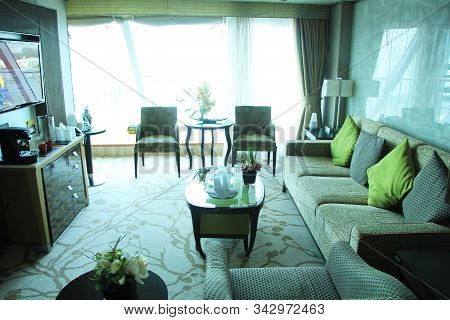Amsterdam, The Netherlands - August 2nd 2014: Costa Neoromantica, Cruise Ship Luxury Suite