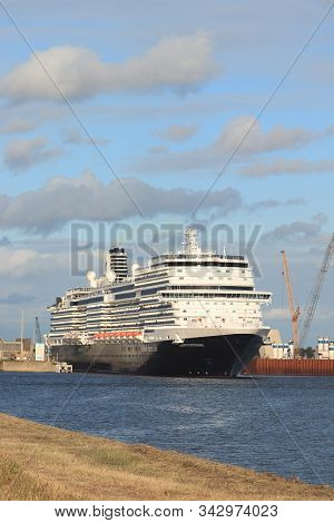 Ijmuiden, The Netherlands - July 7th 2019: Ms Nieuw Statendam Operated By Holland America Line In No