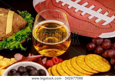Beverage And Snacks For Superball American Football Game Fans.