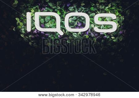 Ufa, Russia, 24 September, 2019: Iqos Sign Iqos Is A Tobacco Heating System.