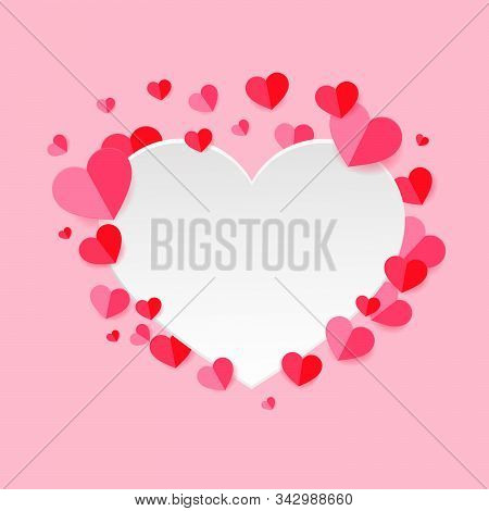 Vector Pink Paper Heart Shaped Heart Background For Valentines Day.