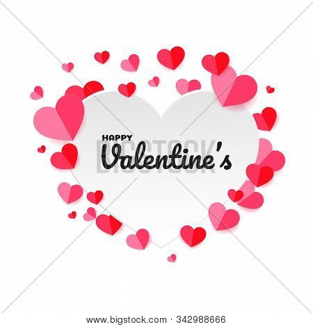 Vector Pink Paper Heart Shaped Heart Background For Valentines Day.