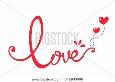 Vector Hand Drawn Love Message Design With Hearts On Valentine's Day.