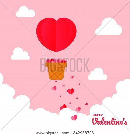 Love Balloon. Heart Balloon Floating In The Sky The Idea Of ​​showing Love On Valentines Day.