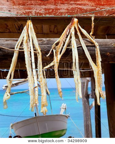 sušené ryby peix s typická jídla v Středozemním Baleárské islans na Formenteru