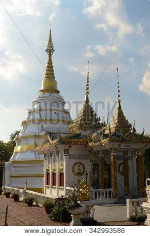 Phayao, Thailand  - 21 December, 2019 : Wat Nantaram Is A Tai Yai (shan-style) Community Temple In C