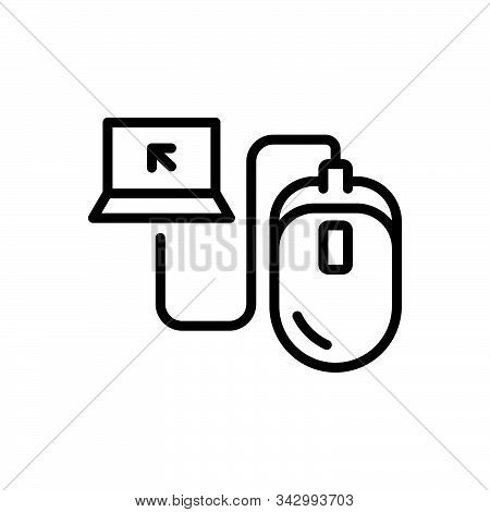 Black Line Icon For Control Command Monitoring Curb Mouse Device