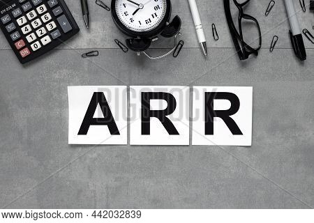 Arr Accounting Rate Of Return. Letterheads With Copy Space Isolated On Gray Background. Business Con