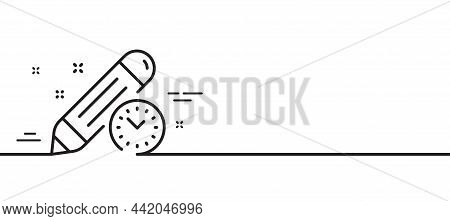 Project Deadline Line Icon. Time Management Sign. Clock Symbol. Minimal Line Illustration Background