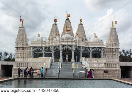 Houston, Texas, United States Of America - January 16, 2017. Exterior View Of Hindu Temple Baps Shri