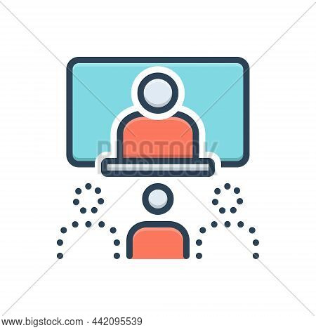 Color Illustration Icon For Absence Default Omission Non-attendance Non-appearance People Video Conf