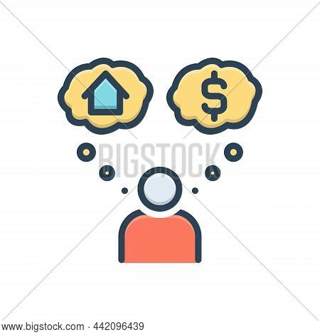 Color Illustration Icon For Imagine Assume Fancy Dream-up Brainstorm Envisage Envision Fantasy Visua