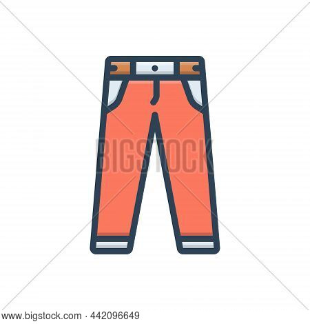Color Illustration Icon For Pant Jeans Fashion Men-pant Clothing Trouser Garment Dress Costume