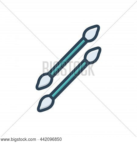 Color Illustration Icon For Baby-q-tips Cotton-swabs Cotton Swabs Buds Care Ear-buds Medical Cleanin