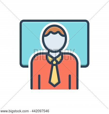 Color Illustration Icon For Educator Teacher Instructor School-teacher Adviser Master Pedagogue Doce