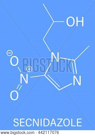 Secnidazole Anti-infective Drug Molecule, Nitroimidazole Class. Skeletal Formula.