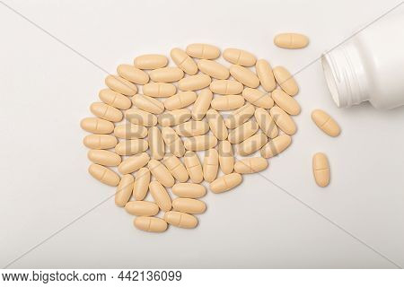 Medicines And Pills For The Brain And The Prevention Of Mental Illness. Alzheimers, Dementia, Antips