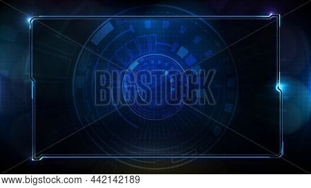Abstract Futuristic Background Of Blue Glowing Technology Sci Fi Frame Hud Ui Lower Third