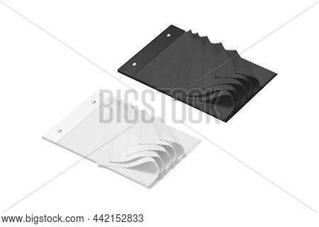 Blank Black And White Fabric Catalog With Samples Mockup, Isolated, 3d Rendering. Empty Choice Book 