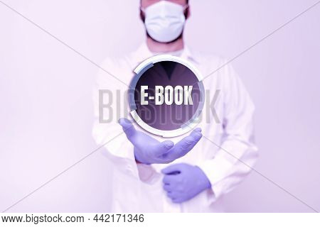Hand Writing Sign E Book. Business Overview Electronic Version Of Printed Book Which Can Read Comput