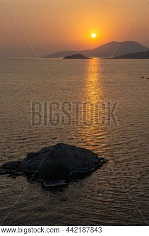 Sunset At Bafa Lake In Aegean Turkey.