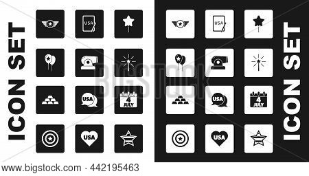 Set Balloon, Cannon, Balloons, Star American Military, Firework, Usa Graphic Tablet, Calendar With D