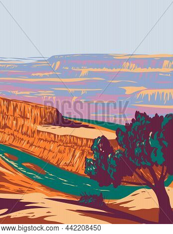 Wpa Poster Art Of Dead Horse Point State Park With A Dramatic Overlook Of The Colorado River And Can