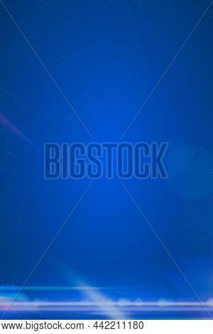 Anamorphic lens flare futuristic lighting effect on deep blue background