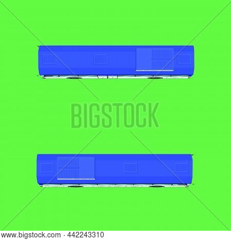 3d Top View And Little Side View Thai Bus Blue White Green Transport Car Vehicle Driver Fare Passeng