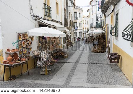 Evora,portugal - September 29: Unidentified People Shopping In The Main Street In The Center Of Evor