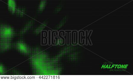 Abstract Vector Torn Green Halftone Background. Scrathed Dotted Texture Element.