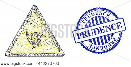 Vector Net Hurricane Danger Frame, And Prudence Blue Rosette Grunge Stamp Seal. Linear Frame Net Ima