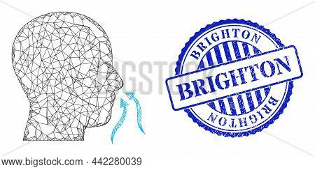 Vector Net Smell Sniffer Frame, And Brighton Blue Rosette Textured Badge. Hatched Frame Net Image Cr