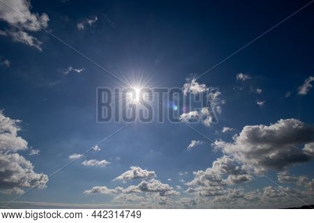 Beautiful Scattered Clouds Over A Blue Sky