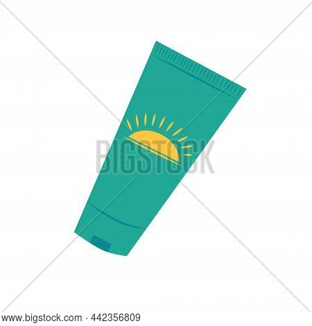 Sunscreen Isolated On A White Background. Flat Vector Illustration