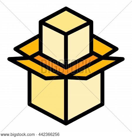 Shipping Box Icon. Outline Shipping Box Vector Icon Color Flat Isolated