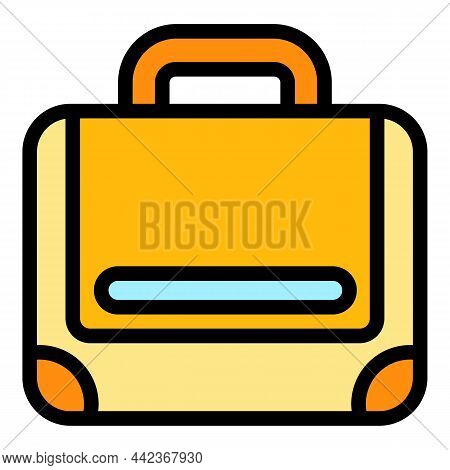 Strap Laptop Bag Icon. Outline Strap Laptop Bag Vector Icon Color Flat Isolated
