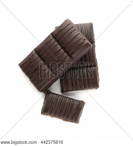 Pieces Of Hematogen Bar On White Background, Top View