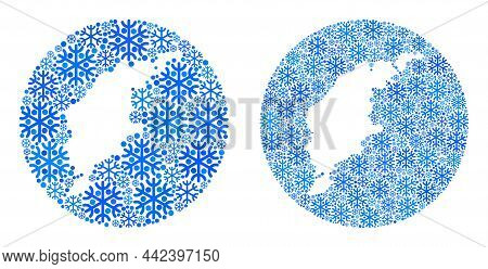 Snow Gotland Island Map Collage Is Composed With Circle And Carved Shape. Vector Gotland Island Map 