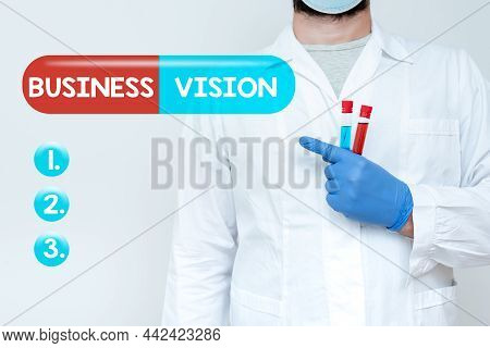 Text Showing Inspiration Business Vision. Word For Grow Your Business In The Future Based On Your Go