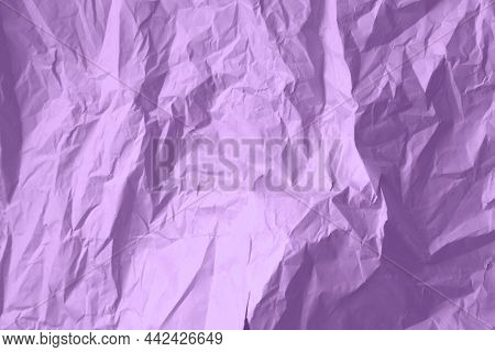 Crumpled Paper Very Peri Color Of The Year 2022. Texture Crumpled Paper For Your Design. Copy Space.