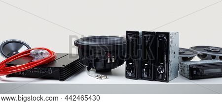 Car Audio, Car Speakers, Subwoofer And Accessories For Tuning. Banner.