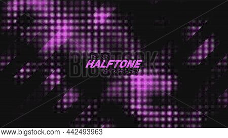 Abstract Vector Torn Violet Halftone Background. Scrathed Dotted Texture Element.