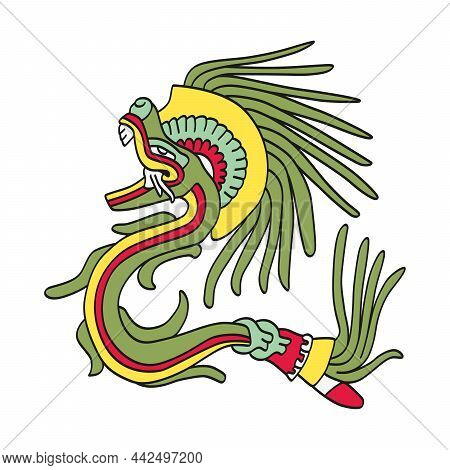 Quetzalcoatl, Feathered Serpent, Aztec God, As Depicted In Codex Telleriano-remensis. He Was Related